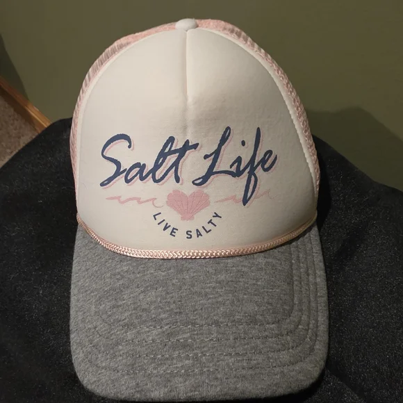 Salt Life Pink White Gray Trucker Hat - Picture 1 of 4